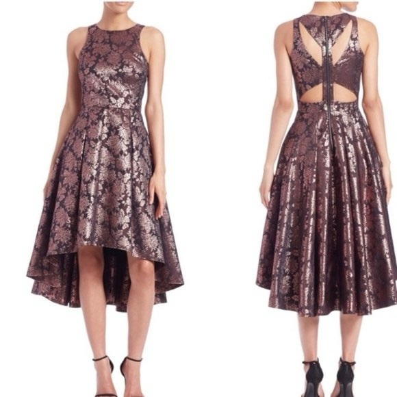 Sachin & Babi Noir Couture Metallic Rose Gold Hi-Lo Dress Size 10  M Cut Out - Picture 1 of 14
